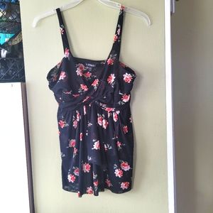 Express Floral Black Top